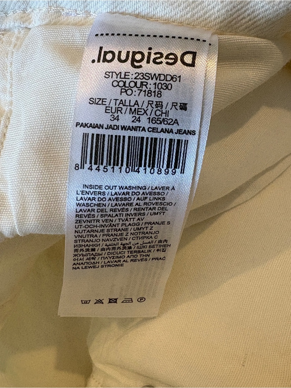 NWT Desigual x Pink Panther White Graphic Straight/Wide Leg Jeans Sz. 6 - Picture 9 of 10